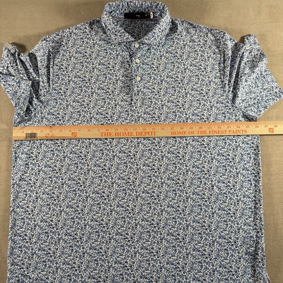 RLX Ralph Lauren Shirt Mens XL White Blue Floral Print Golf Performance Polo - Picture 7 of 8
